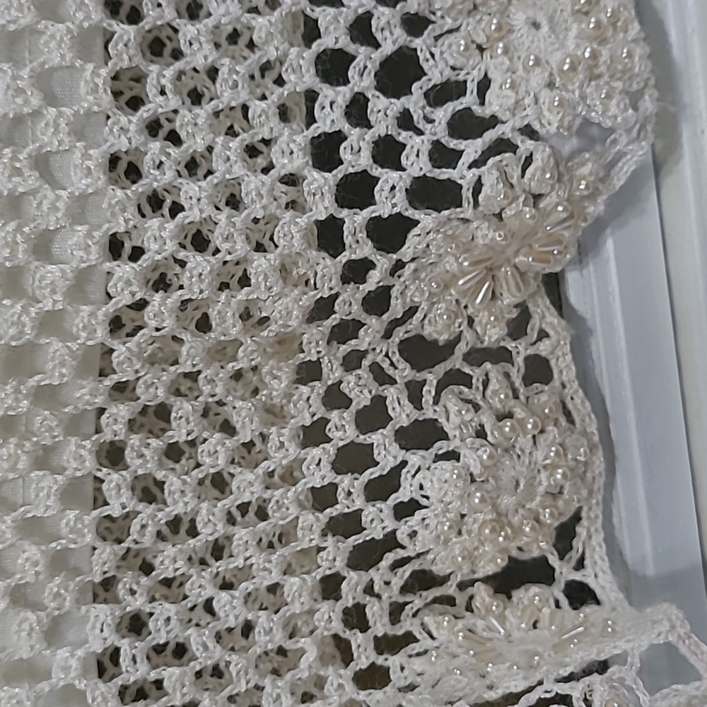 Seventh Avenue crochet pearl beaded top Romantic Y2K Boho Festival Fairy - Picture 6 of 11